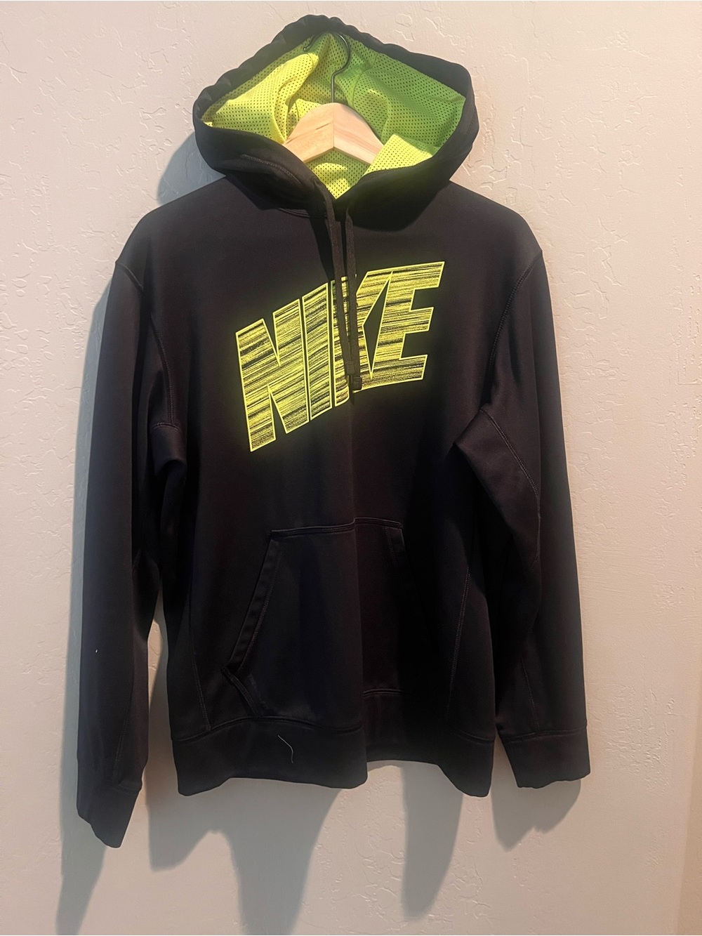 Nike Black Hoodie with Neon Yellow NIKE Graphic